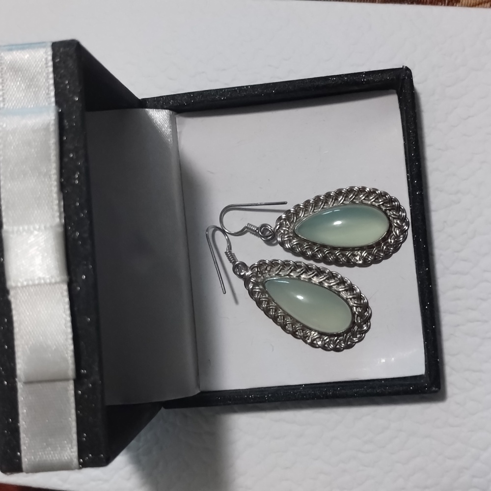 Blue aqua Chalcedony Earrings